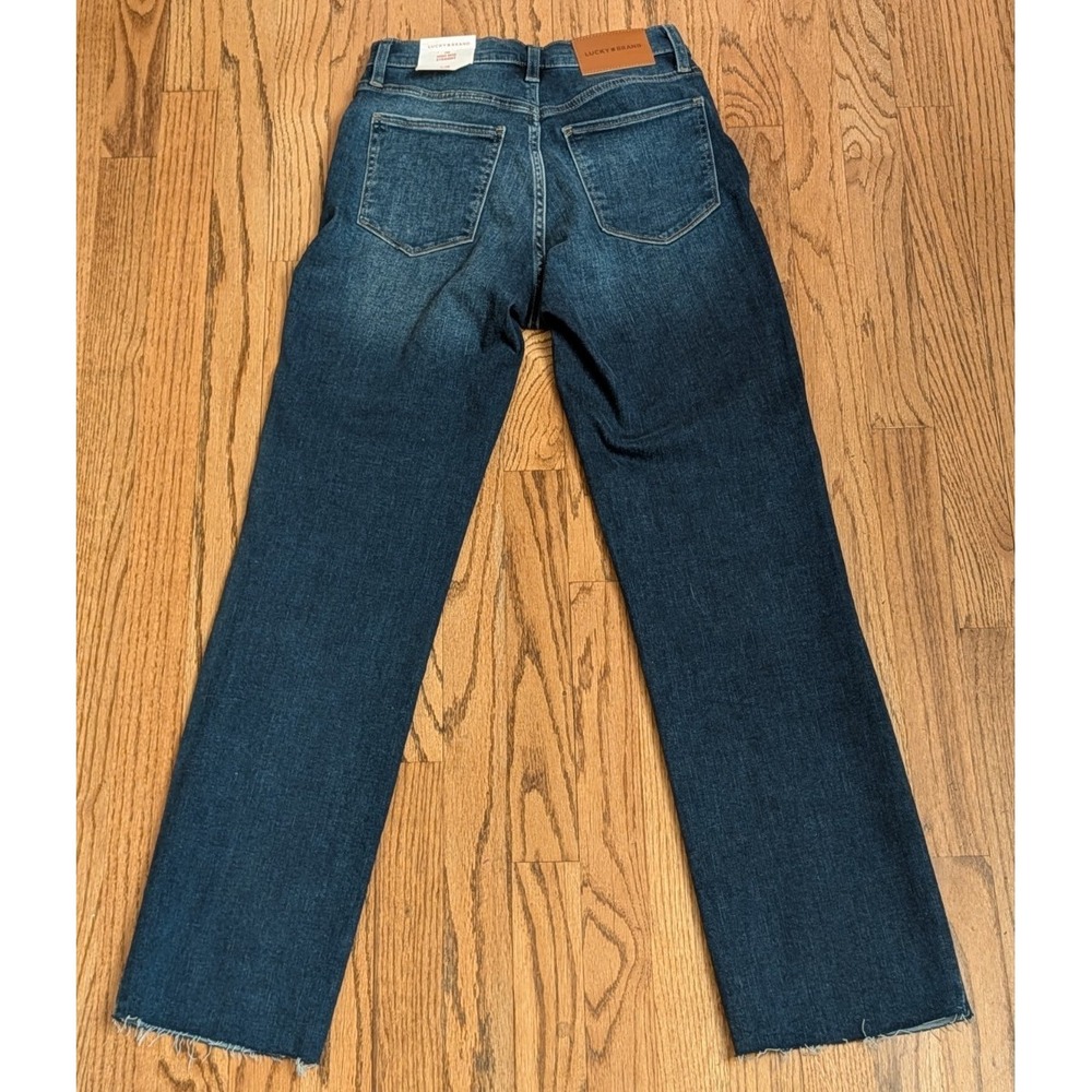 Lucky Brand Zoe High Rise Straight Dark Wash Raw Hem Women's Jeans 6/28 Long - Picture 3 of 16